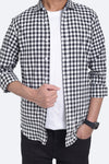 Men Double Pocket Shirt MCS24-13 - Black And White Check