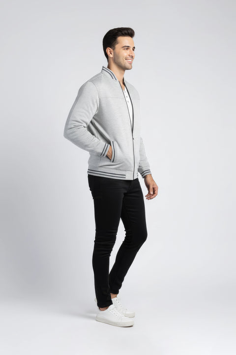 Men Quilt Zipper Jacket MJQT01 - Heather Gray