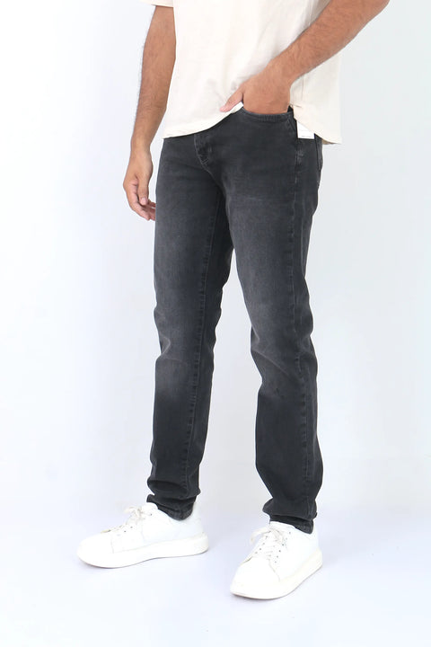 Man branded Straight Fit Denim Jeans - Black