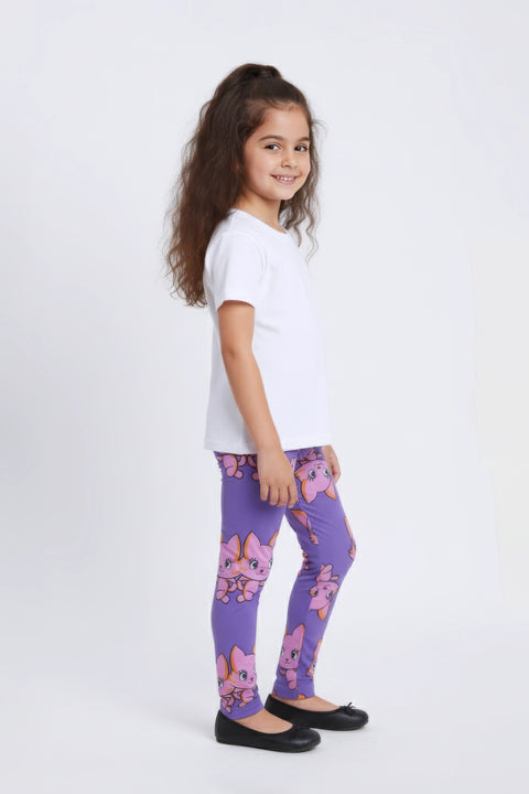 Girls Branded Graphic Legging - Purple