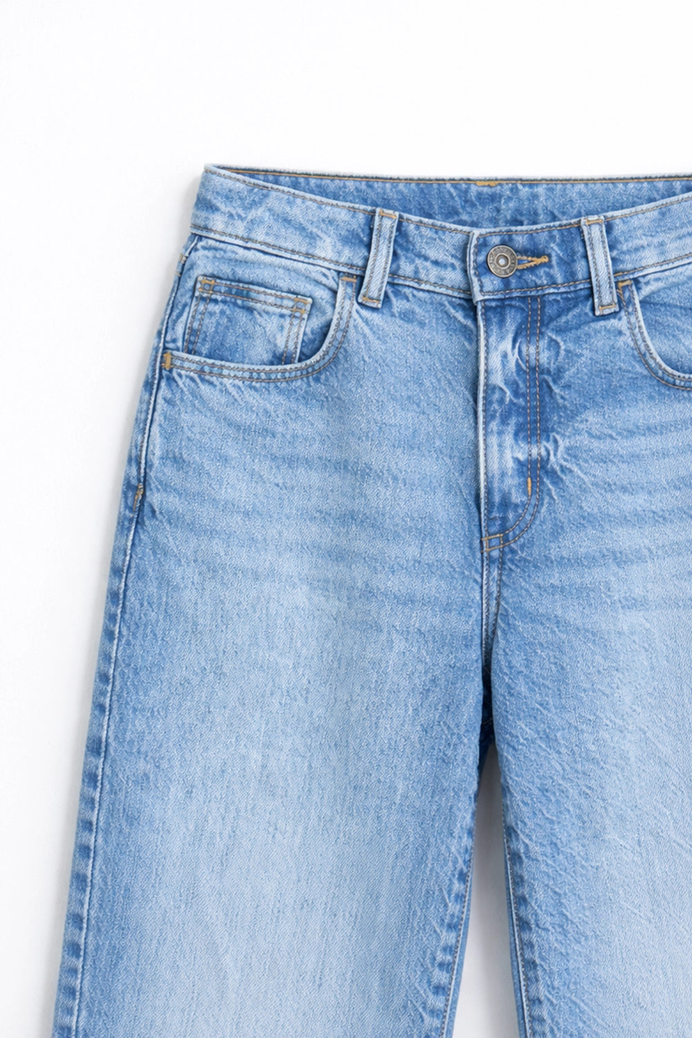 Girls Branded Wide Leg Denim pant - M/Blue