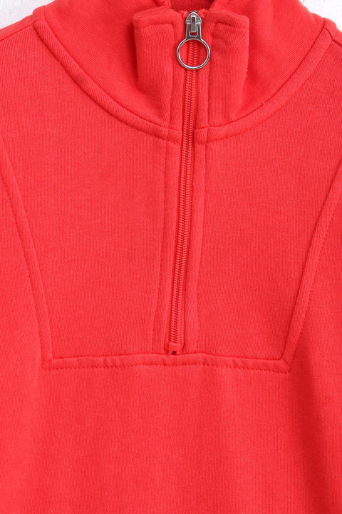 Women Branded Mock Neck - Red