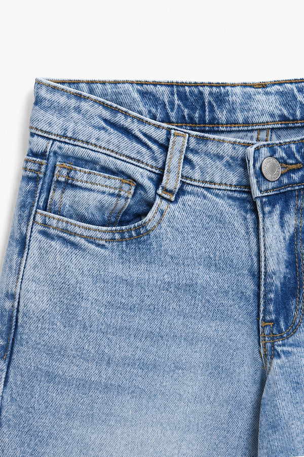 Girls Branded Wide Leg Denim pant - L/Blue