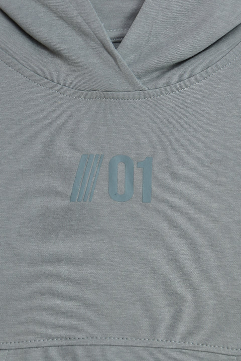 Boys Branded Pullover Hoodie - L/Green