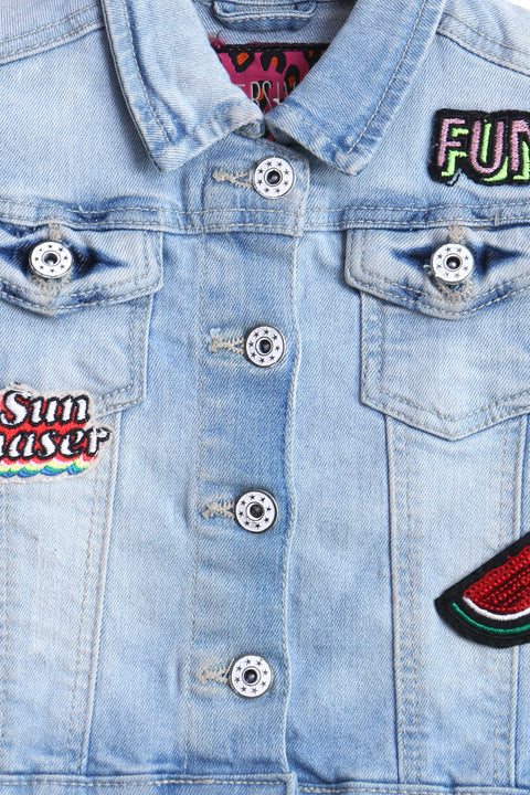 Girl Branded Denim Jacket - L/Blue