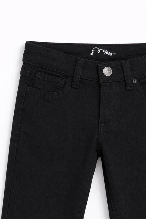 Girls Branded Bell Bottom Denim pant - Black