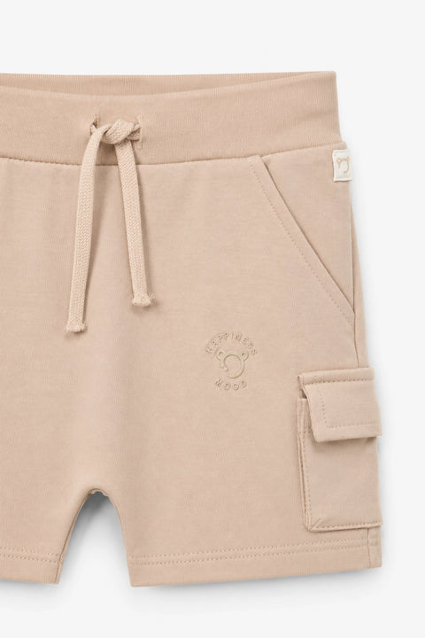 Boy Branded Cargo Short - beige