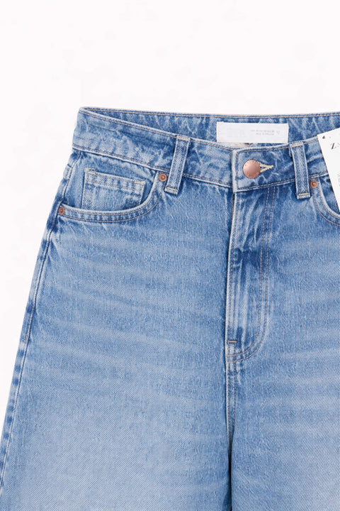 Women's Branded Wide Leg Jeans - M/Blue