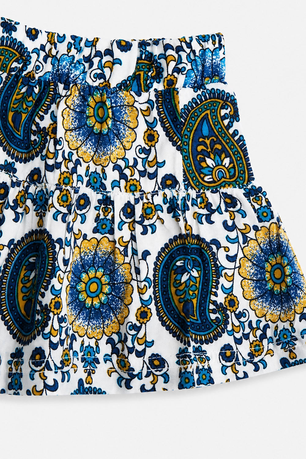 Girls Graphic Linen Mini Skirt - Blue and White