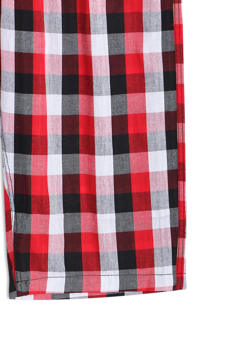 Men Loungewear Check 3 Quarter Short IMM3Q-6 - Red