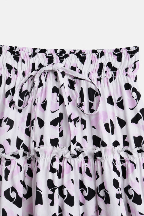 Girls Printed Long Skirt - Light Pink