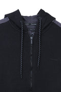 Men Branded Fleece Zipper Hoodie - Black