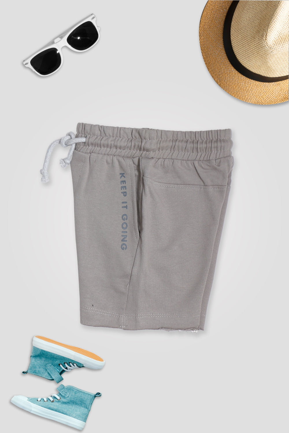 Boy Branded Graphic Terry Short - Gray