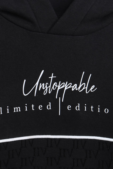 Boys Branded Pullover Hoodie - Black