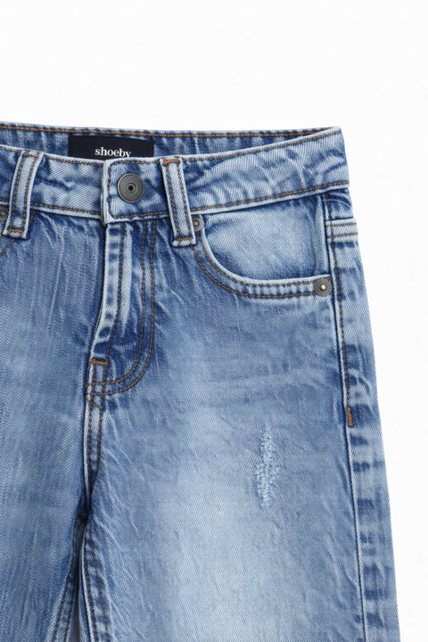 Girls Branded Straight Fit Denim Pant - M/Blue