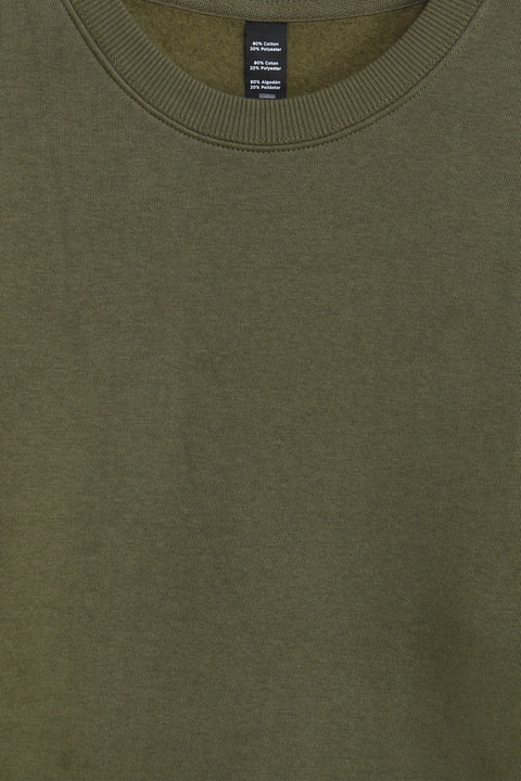 Men Branded Basic Sweatshirt - Olive