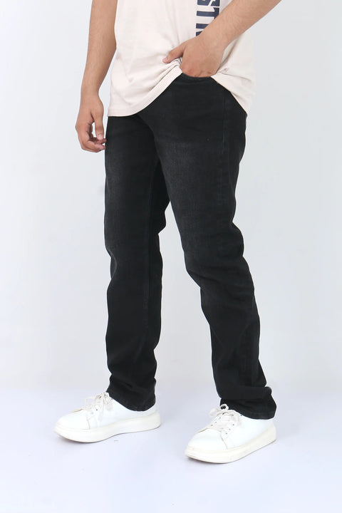 Man branded Straight Fit Denim Jeans - Black