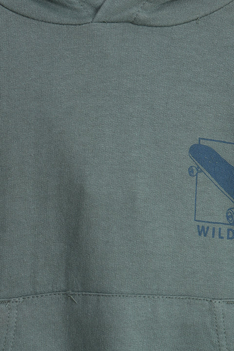 Boys Branded Pullover Hoodie - Green