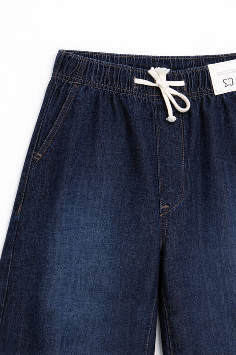 Women's Branded Wide Leg Jeans - D/Blue