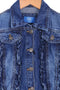 Girl Denim Frill Jacket With Front Pocket HK003 - D/Blue