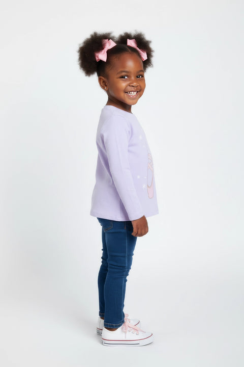 Girls Branded Graphic T-Shirt F/S - Purple