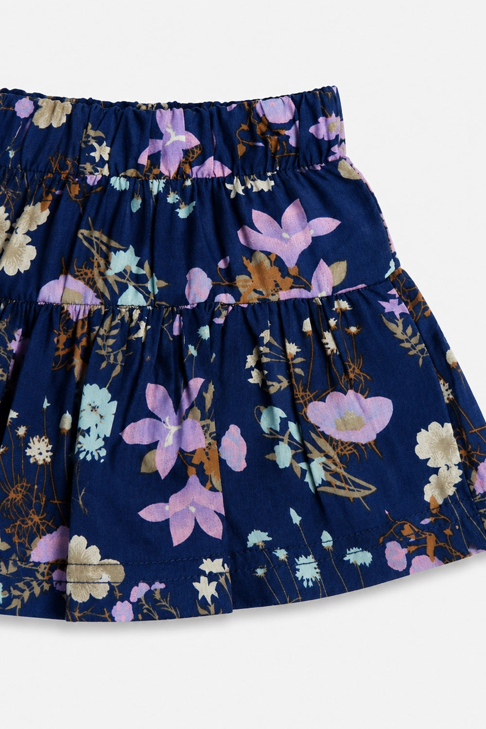 Girls Graphic Linen Mini Skirt - Navy