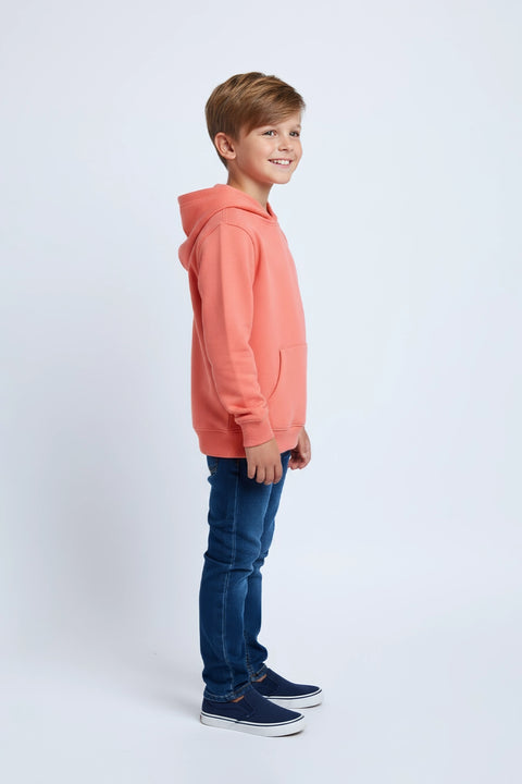 Boys Branded Pullover Hoodie - Orange