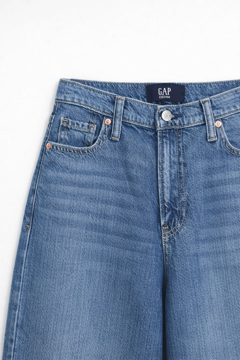 Women's Branded Wide Leg Jeans - BLUE
