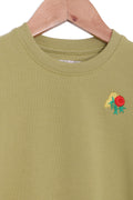 Girls Embordered Flower Sweatshirt GS-06 - Olive