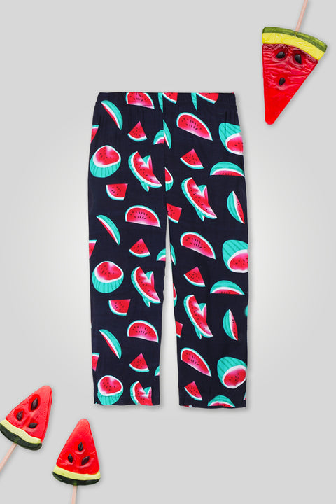 Girls Printed Plazo - Navy