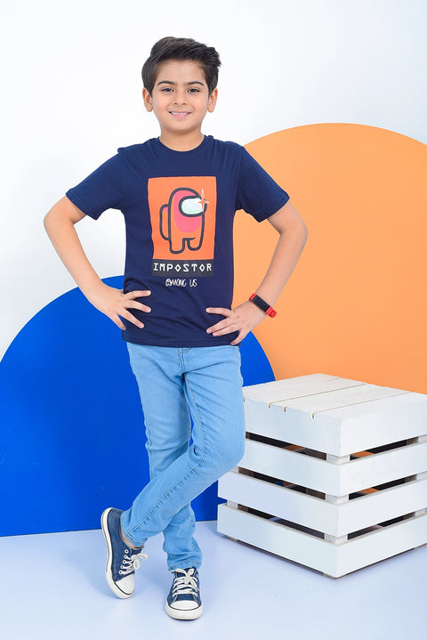 Boys Graphic T-Shirt BT24#35 - Navy Blue