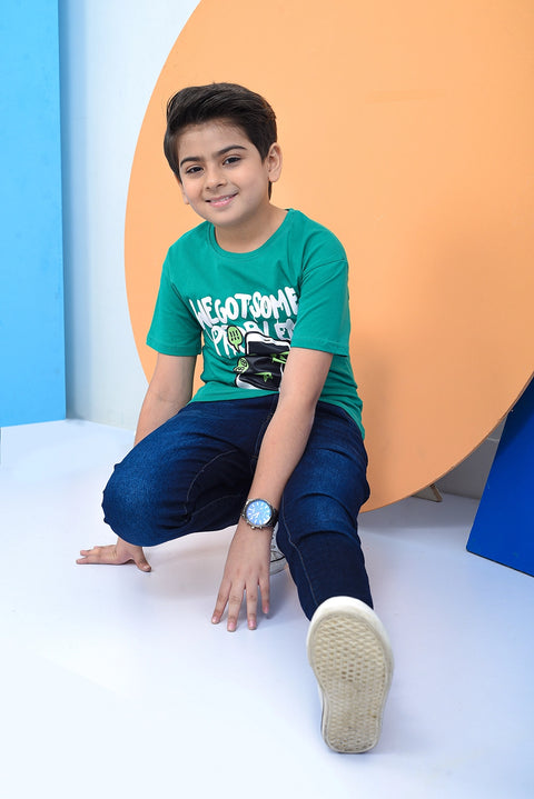 Boys Graphic T-Shirt BT24#39 - D/Green