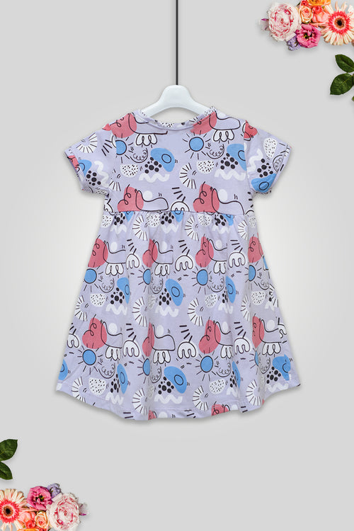 Girls Graphic Doodle Frock GF04 - Purple
