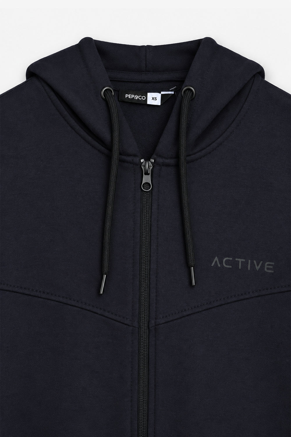 Men Branded Zipper Hoodie - Navy