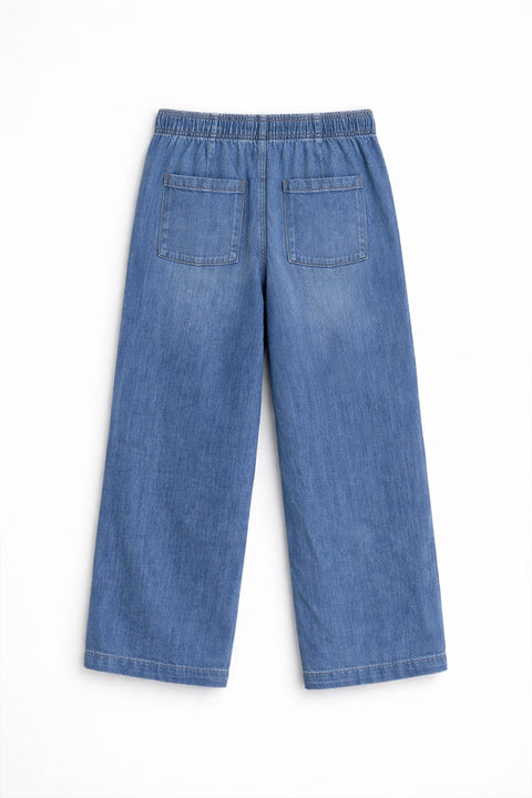 Women's Branded Wide Leg Jeans - BLUE