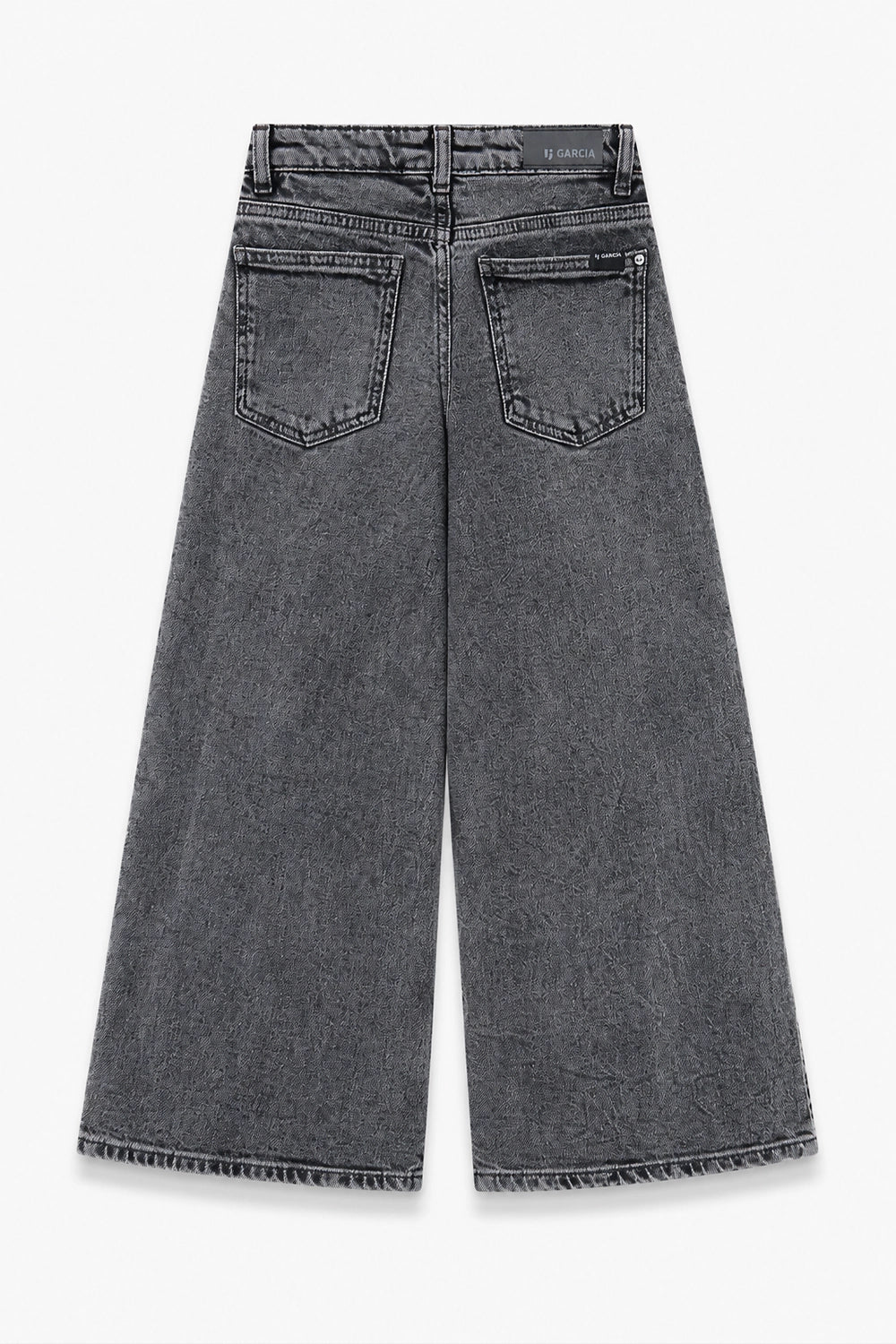 Girls Branded Wide Leg Denim pant - M/Grey