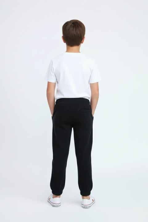 Boys Branded Fleece Trouser - Black
