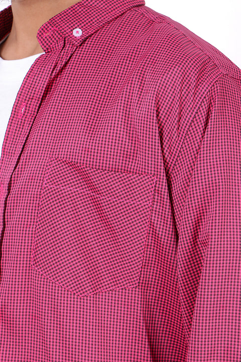 Men Casual Check Shirt MCS24-12 - Red