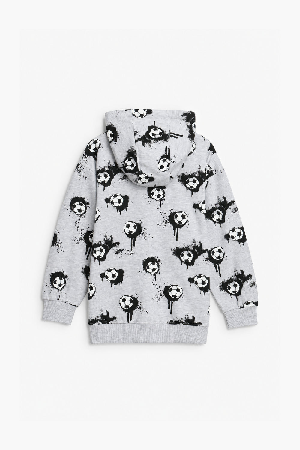 Boys Branded Graphic Zipper Hoodie - Grey