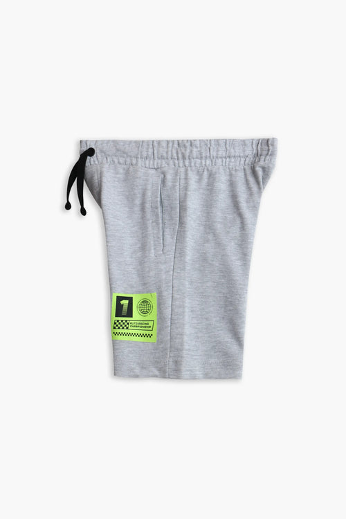 Boy Branded Graphic Short - Heather Grey
