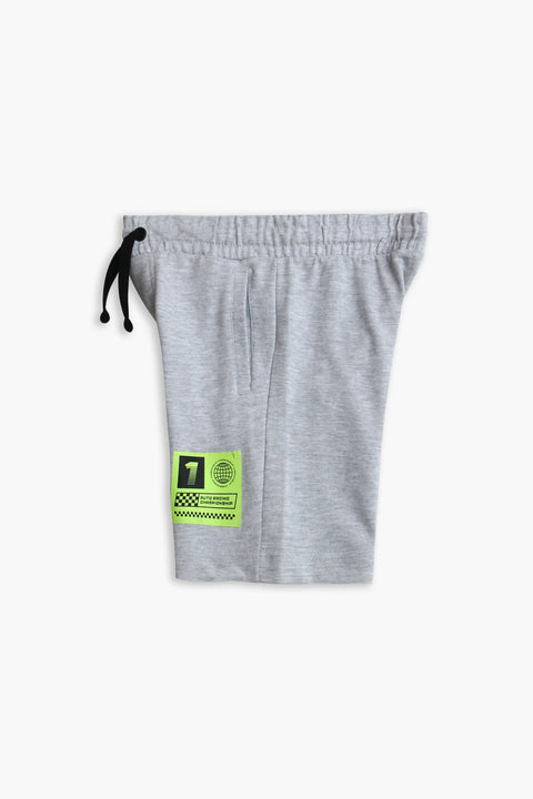 Boy Branded Graphic Short - Heather Grey