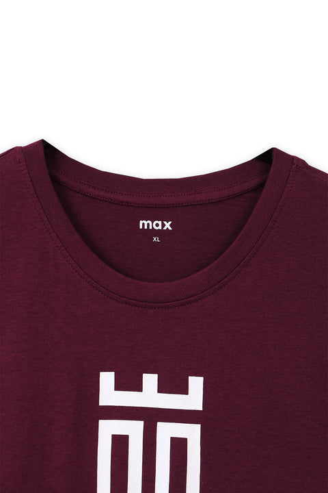 Men Premium Lycra R-neck Graphic Tee (Brand: MAX) - Maroon