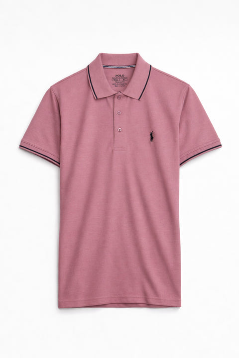 Men Pique Polo - Tea Pink