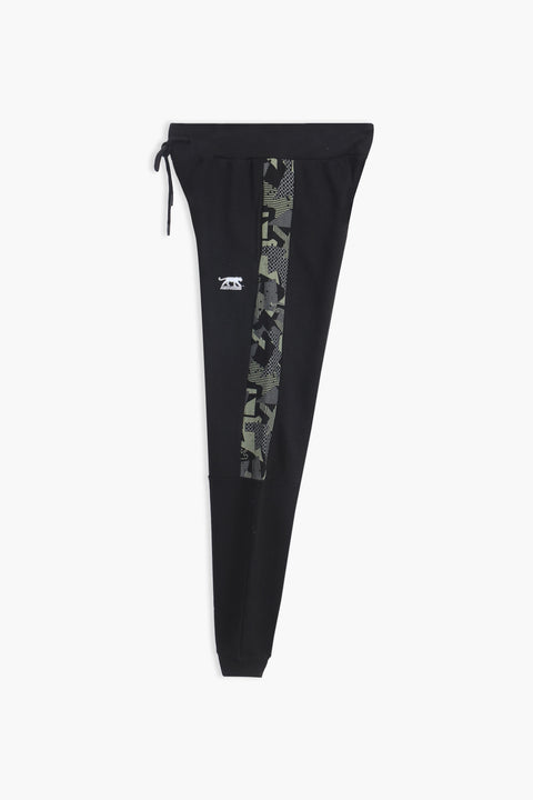 Men Branded Fleece Trouser - Black