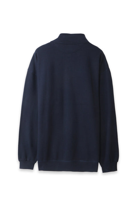 Men Branded Fleece Mockneck - Navy