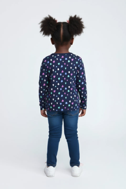 Girls Branded Graphic T-Shirt F/S - Navy