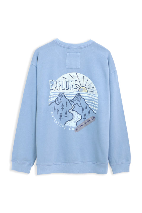 Men Branded Graphic Sweatshirt - Dusty Blue