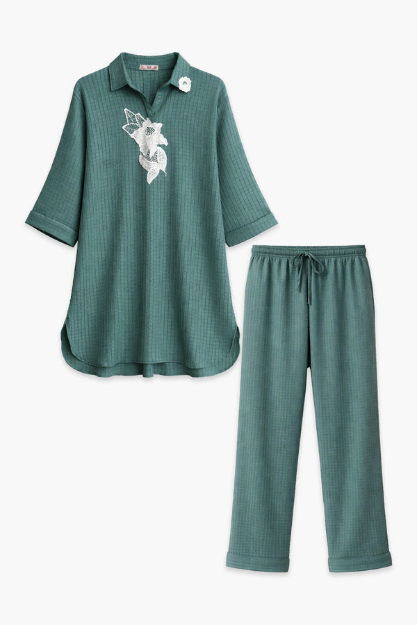 EMB CRINKLE SUIT