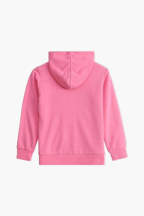 Girls Branded Pullover Hoodie - Pink
