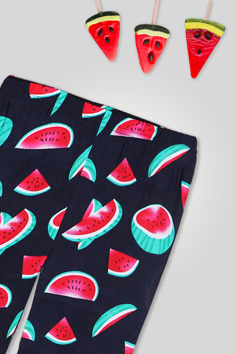 Girls Printed Plazo - Navy